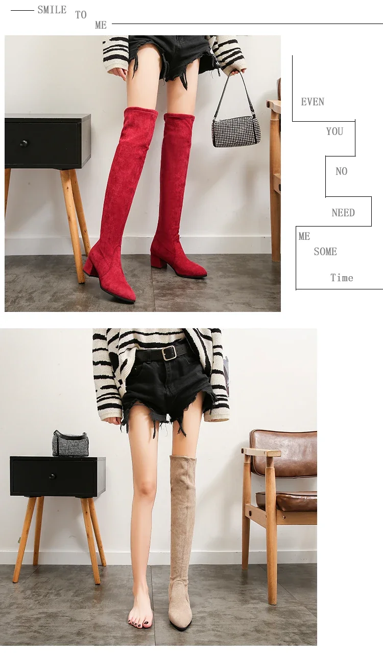 Thigh High Boots Women 2023 Winter Fashion Boot New Over Knee Boots Women Shoes Sexy High Heels Botas Red Warm Fur Black Boots Thigh High Boots Women 2023 Winter Fashion Boot New Over Knee Boots Women Shoes Sexy High Heels Botas Red Warm Fur Black Boots