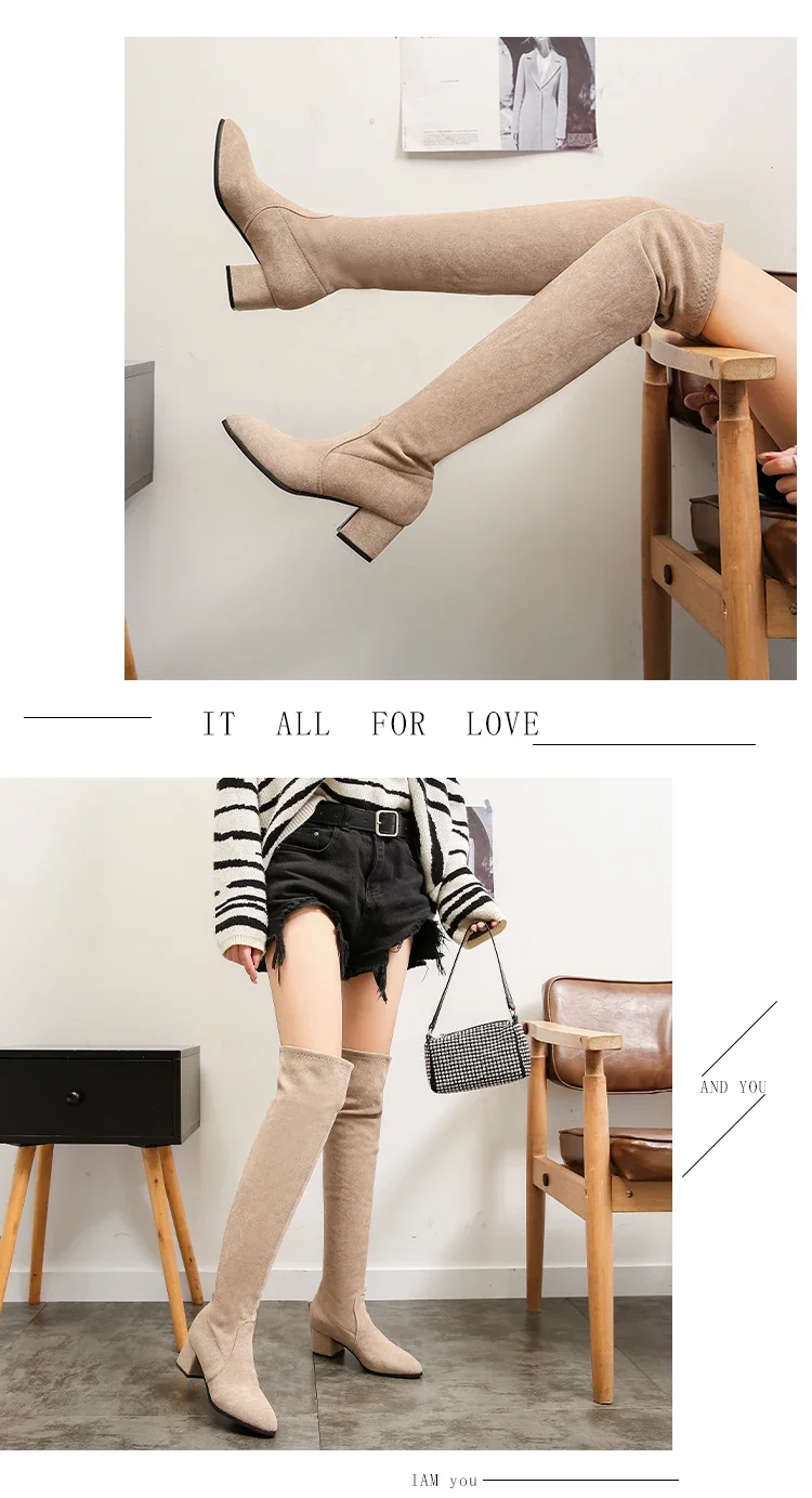 Thigh High Boots Women 2023 Winter Fashion Boot New Over Knee Boots Women Shoes Sexy High Heels Botas Red Warm Fur Black Boots Thigh High Boots Women 2023 Winter Fashion Boot New Over Knee Boots Women Shoes Sexy High Heels Botas Red Warm Fur Black Boots