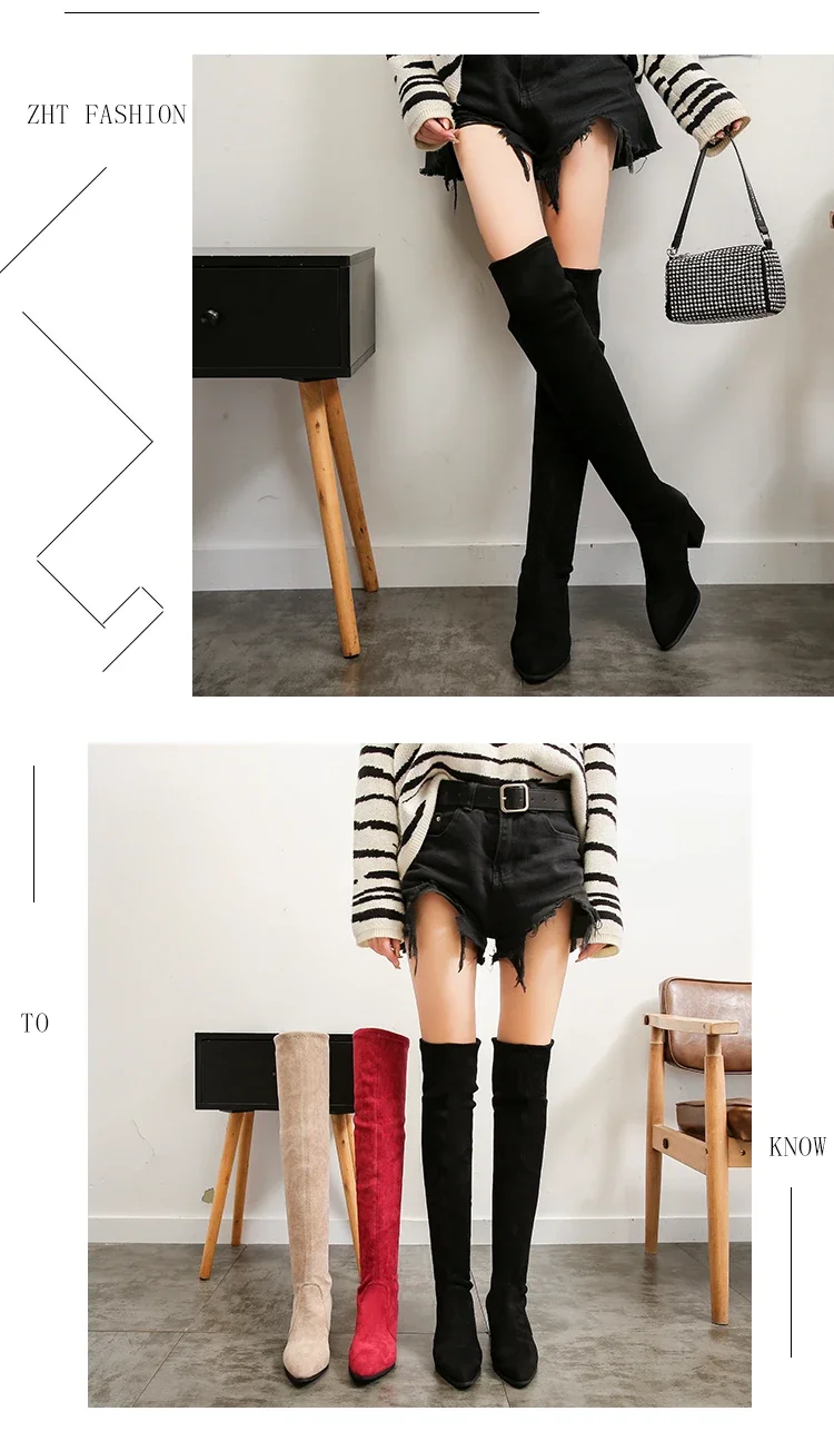 Thigh High Boots Women 2023 Winter Fashion Boot New Over Knee Boots Women Shoes Sexy High Heels Botas Red Warm Fur Black Boots Thigh High Boots Women 2023 Winter Fashion Boot New Over Knee Boots Women Shoes Sexy High Heels Botas Red Warm Fur Black Boots