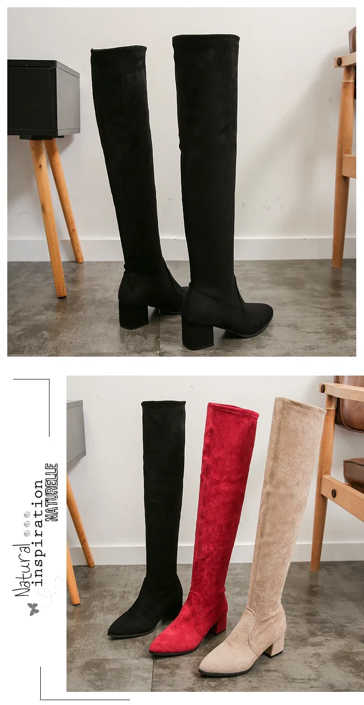 Thigh High Boots Women 2023 Winter Fashion Boot New Over Knee Boots Women Shoes Sexy High Heels Botas Red Warm Fur Black Boots Thigh High Boots Women 2023 Winter Fashion Boot New Over Knee Boots Women Shoes Sexy High Heels Botas Red Warm Fur Black Boots