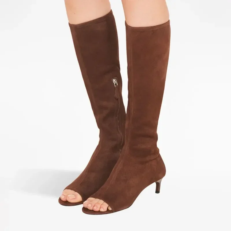 Ladies Spring and Summer New Slim Heel Pinch Toe Knee Length Cool Boots Fashionable Side Zipper Mid Length Women's Boots Ladies Spring and Summer New Slim Heel Pinch Toe Knee Length Cool Boots Fashionable Side Zipper Mid Length Women's Boots