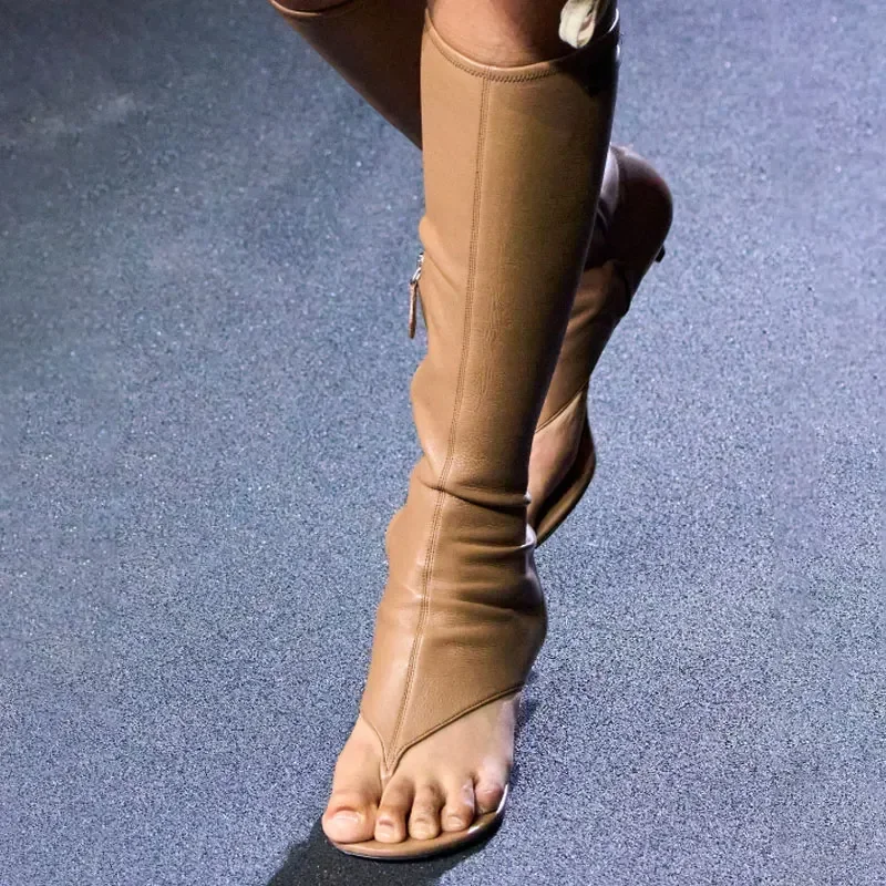 Ladies Spring and Summer New Slim Heel Pinch Toe Knee Length Cool Boots Fashionable Side Zipper Mid Length Women's Boots Ladies Spring and Summer New Slim Heel Pinch Toe Knee Length Cool Boots Fashionable Side Zipper Mid Length Women's Boots