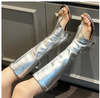 Ladies Spring and Summer New Slim Heel Pinch Toe Knee Length Cool Boots Fashionable Side Zipper Mid Length Women's Boots Ladies Spring and Summer New Slim Heel Pinch Toe Knee Length Cool Boots Fashionable Side Zipper Mid Length Women's Boots