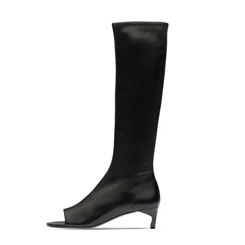 Ladies Spring and Summer New Slim Heel Pinch Toe Knee Length Cool Boots Fashionable Side Zipper Mid Length Women's Boots Ladies Spring and Summer New Slim Heel Pinch Toe Knee Length Cool Boots Fashionable Side Zipper Mid Length Women's Boots
