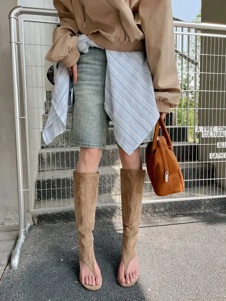 Ladies Spring and Summer New Slim Heel Pinch Toe Knee Length Cool Boots Fashionable Side Zipper Mid Length Women's Boots Ladies Spring and Summer New Slim Heel Pinch Toe Knee Length Cool Boots Fashionable Side Zipper Mid Length Women's Boots