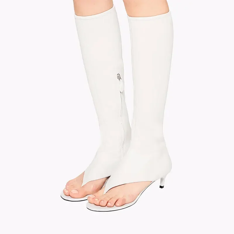 Ladies Spring and Summer New Slim Heel Pinch Toe Knee Length Cool Boots Fashionable Side Zipper Mid Length Women's Boots Ladies Spring and Summer New Slim Heel Pinch Toe Knee Length Cool Boots Fashionable Side Zipper Mid Length Women's Boots