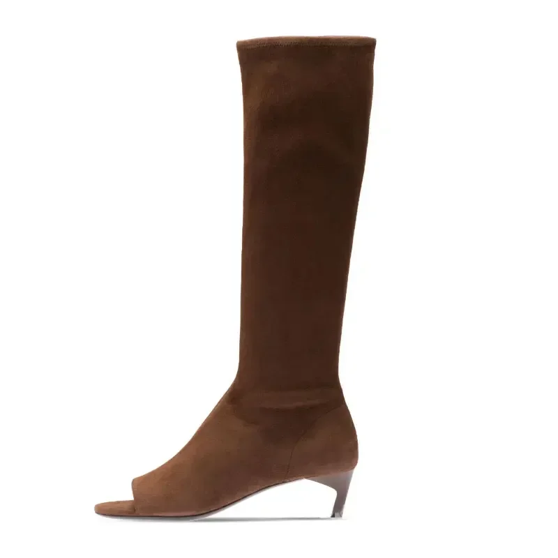 Ladies Spring and Summer New Slim Heel Pinch Toe Knee Length Cool Boots Fashionable Side Zipper Mid Length Women's Boots Ladies Spring and Summer New Slim Heel Pinch Toe Knee Length Cool Boots Fashionable Side Zipper Mid Length Women's Boots