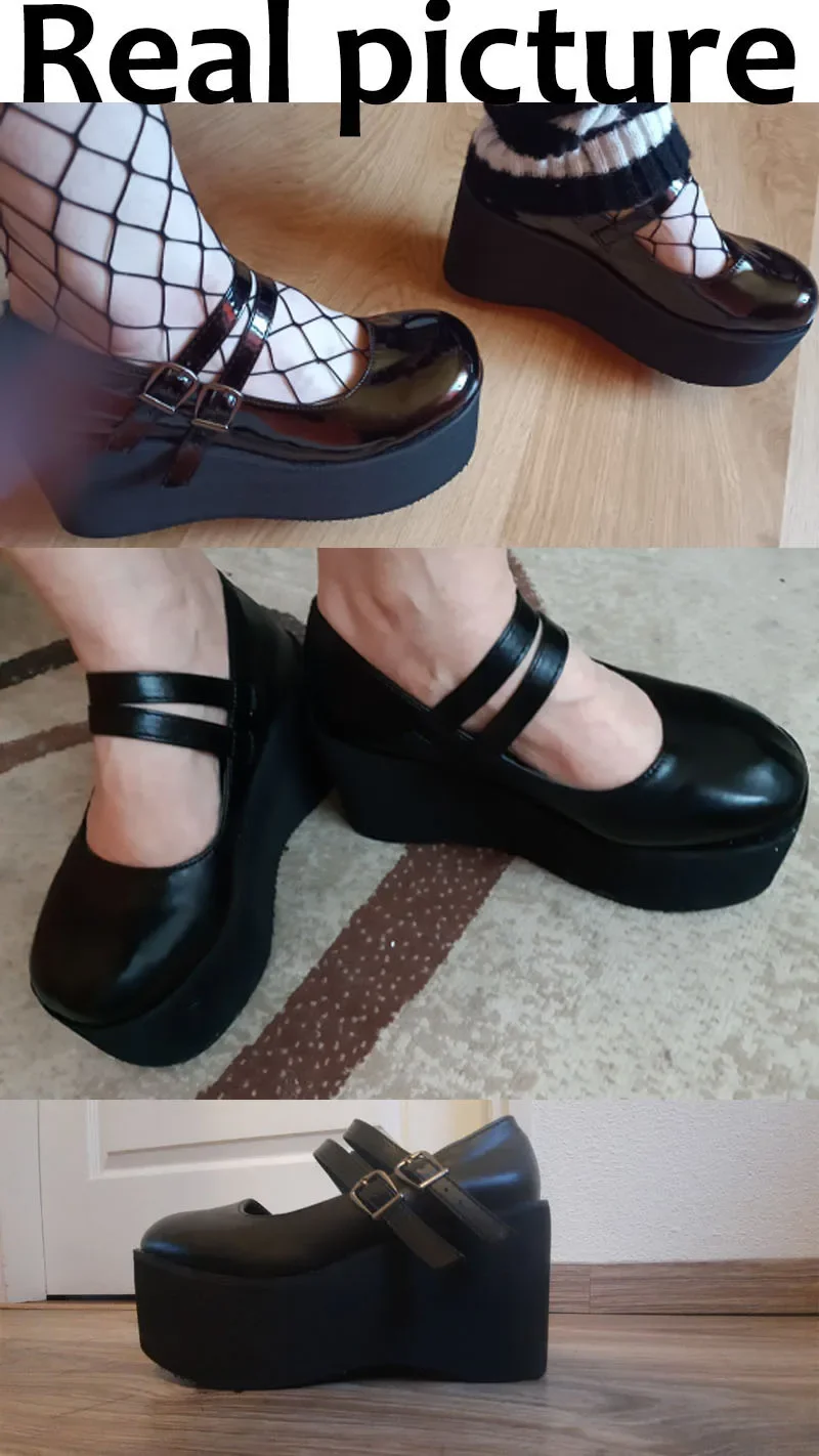 Women Pumps Mary Jane Super High Heel Platform Wedge Spring Ladies Sandals Belt Buckle Classic Sweet Punk Female Lolita Shoes