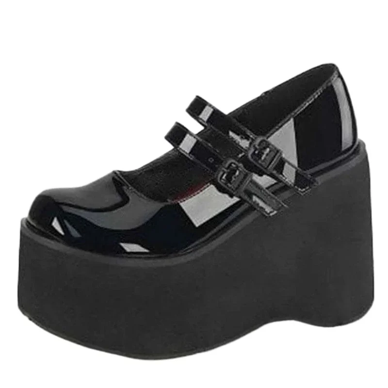 Women Pumps Mary Jane Super High Heel Platform Wedge Spring Ladies Sandals Belt Buckle Classic Sweet Punk Female Lolita Shoes