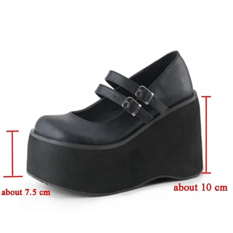 Women Pumps Mary Jane Super High Heel Platform Wedge Spring Ladies Sandals Belt Buckle Classic Sweet Punk Female Lolita Shoes