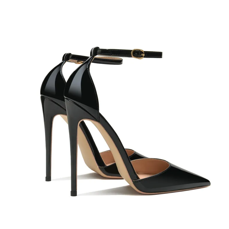 Patent Leather Women Ankle Strap Stiletto Pumps Pointed Toe Sexy High Heel Shoes 8cm 10cm 12cm Customize 33-46 Talon Femme Patent Leather Women Ankle Strap Stiletto Pumps Pointed Toe Sexy High Heel Shoes 8cm 10cm 12cm Customize 33-46 Talon Femme