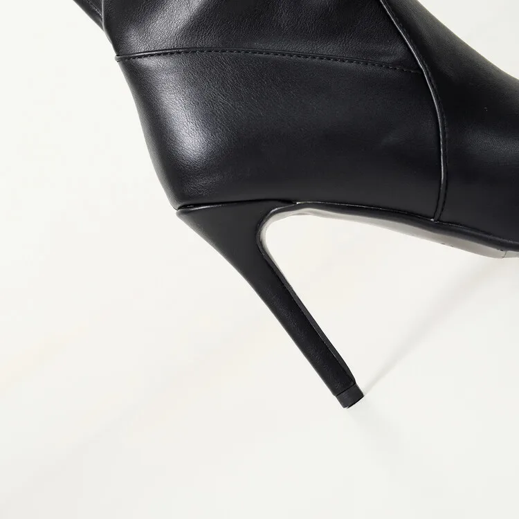 New Black Brown Pleated Lazy Long Boots European American Style 10cm High-heeled Pointed Autumn Winter Women Knee High Boots 43 New Black Brown Pleated Lazy Long Boots European American Style 10cm High-heeled Pointed Autumn Winter Women Knee High Boots 43