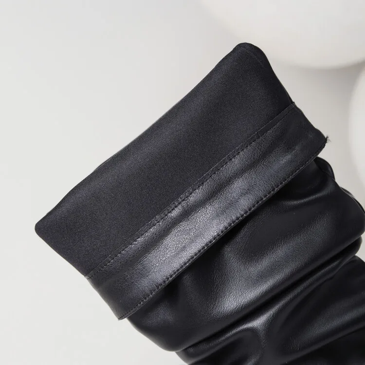 New Black Brown Pleated Lazy Long Boots European American Style 10cm High-heeled Pointed Autumn Winter Women Knee High Boots 43 New Black Brown Pleated Lazy Long Boots European American Style 10cm High-heeled Pointed Autumn Winter Women Knee High Boots 43
