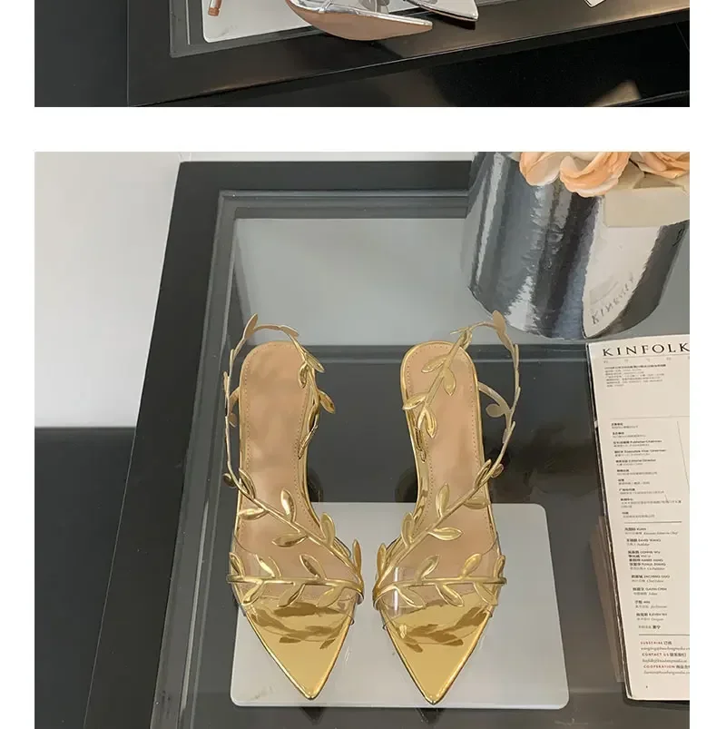 Street Style Fashion PVC Transparent Pointed Toe Women Sandals Street Prom Thin Heels Shoes Summer Zapatos De Mujer