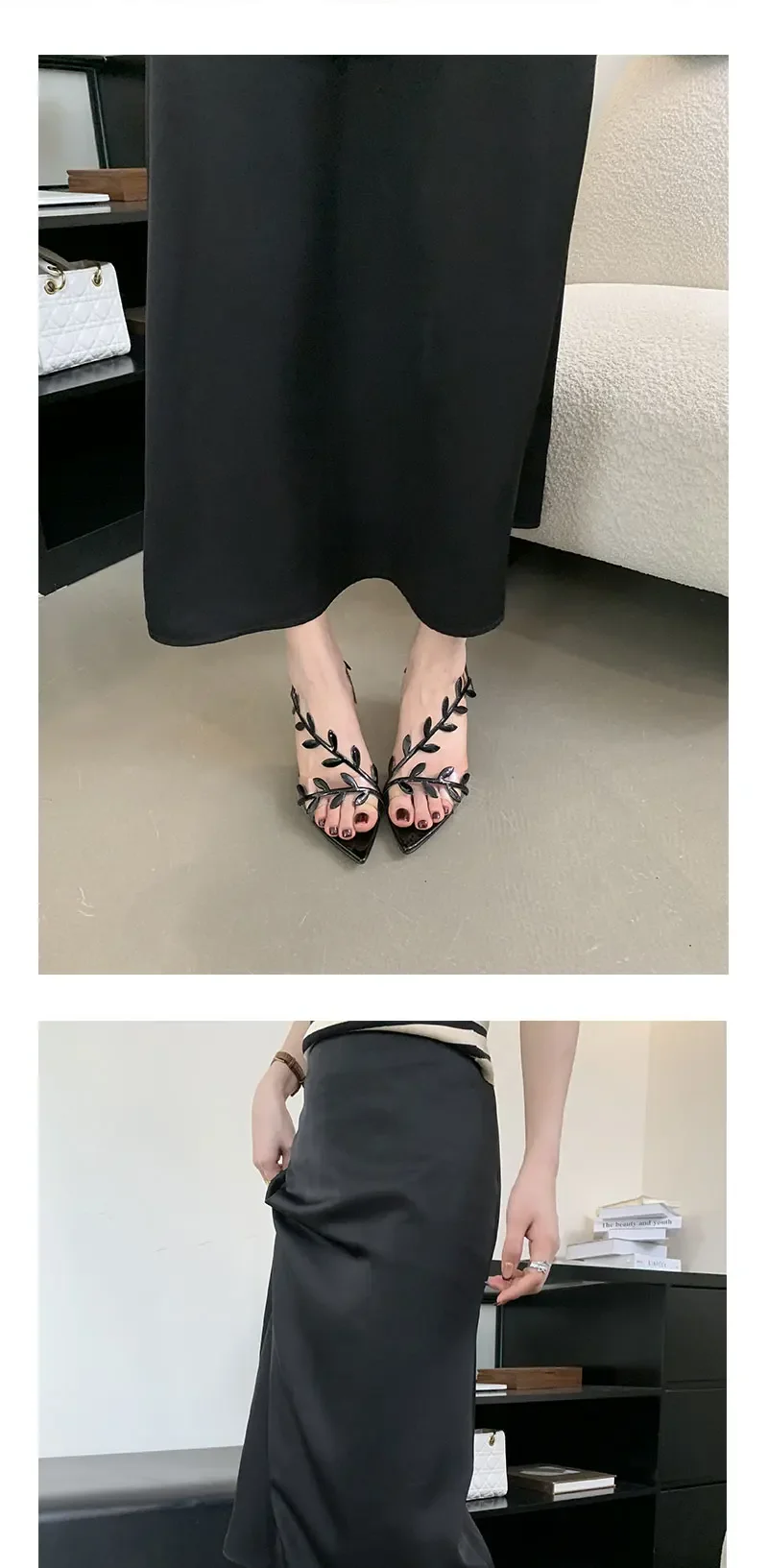 Street Style Fashion PVC Transparent Pointed Toe Women Sandals Street Prom Thin Heels Shoes Summer Zapatos De Mujer