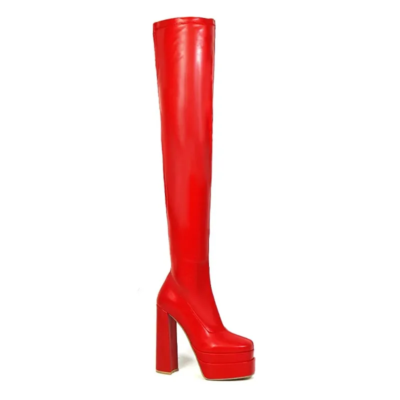 Platform High Heeled Women Over The Knee High Boots Brand Design Winter Fashion Sexy Elegant Walking Comfy Women Shoes