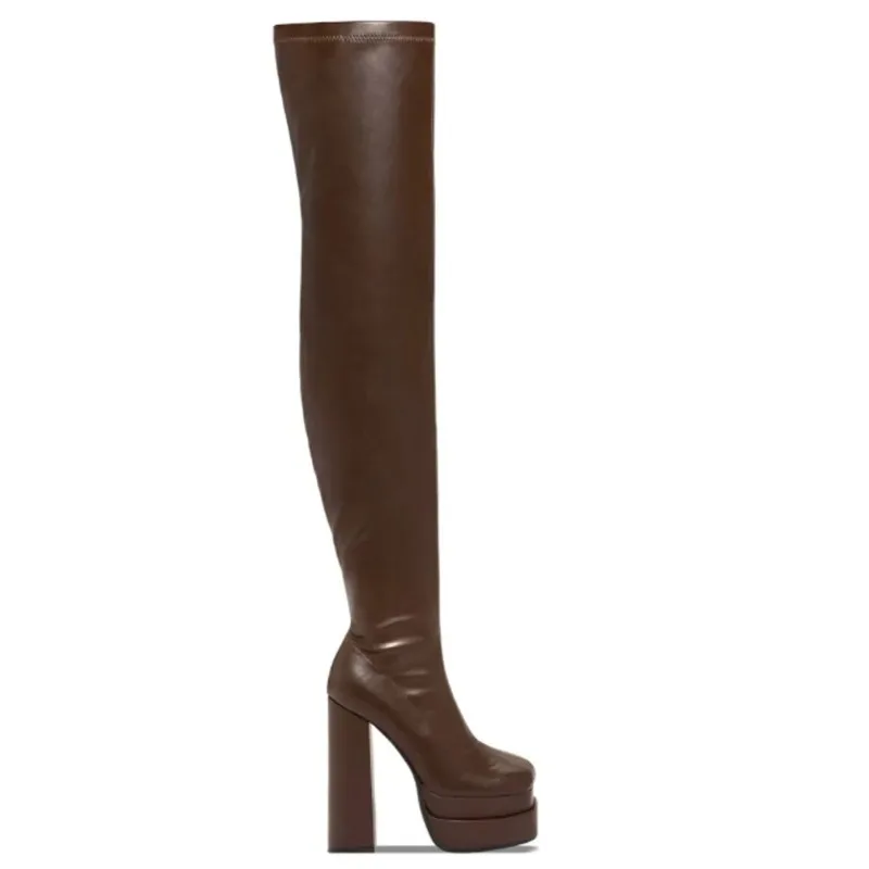Platform High Heeled Women Over The Knee High Boots Brand Design Winter Fashion Sexy Elegant Walking Comfy Women Shoes