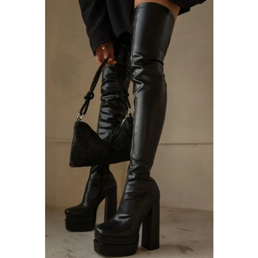 Platform High Heeled Women Over The Knee High Boots Brand Design Winter Fashion Sexy Elegant Walking Comfy Women Shoes