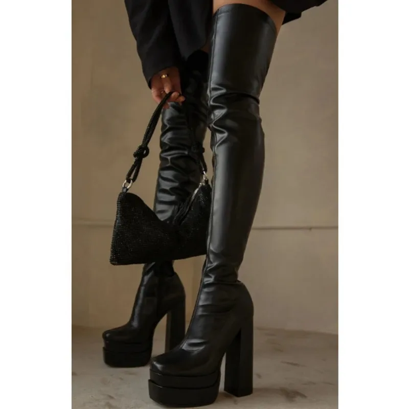 Platform High Heeled Women Over The Knee High Boots Brand Design Winter Fashion Sexy Elegant Walking Comfy Women Shoes