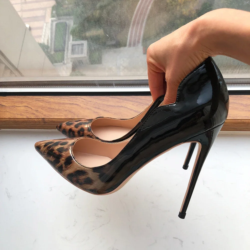 Pink Curl Upper Women Patent Pointed Toe Stiletto High Heels Sexy Ladies Party Dress Shoes Club Dance Pumps Plus Size