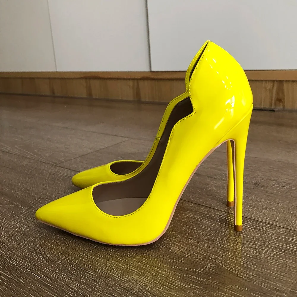 Pink Curl Upper Women Patent Pointed Toe Stiletto High Heels Sexy Ladies Party Dress Shoes Club Dance Pumps Plus Size