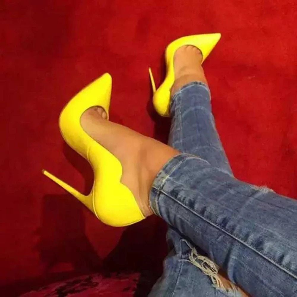 Pink Curl Upper Women Patent Pointed Toe Stiletto High Heels Sexy Ladies Party Dress Shoes Club Dance Pumps Plus Size