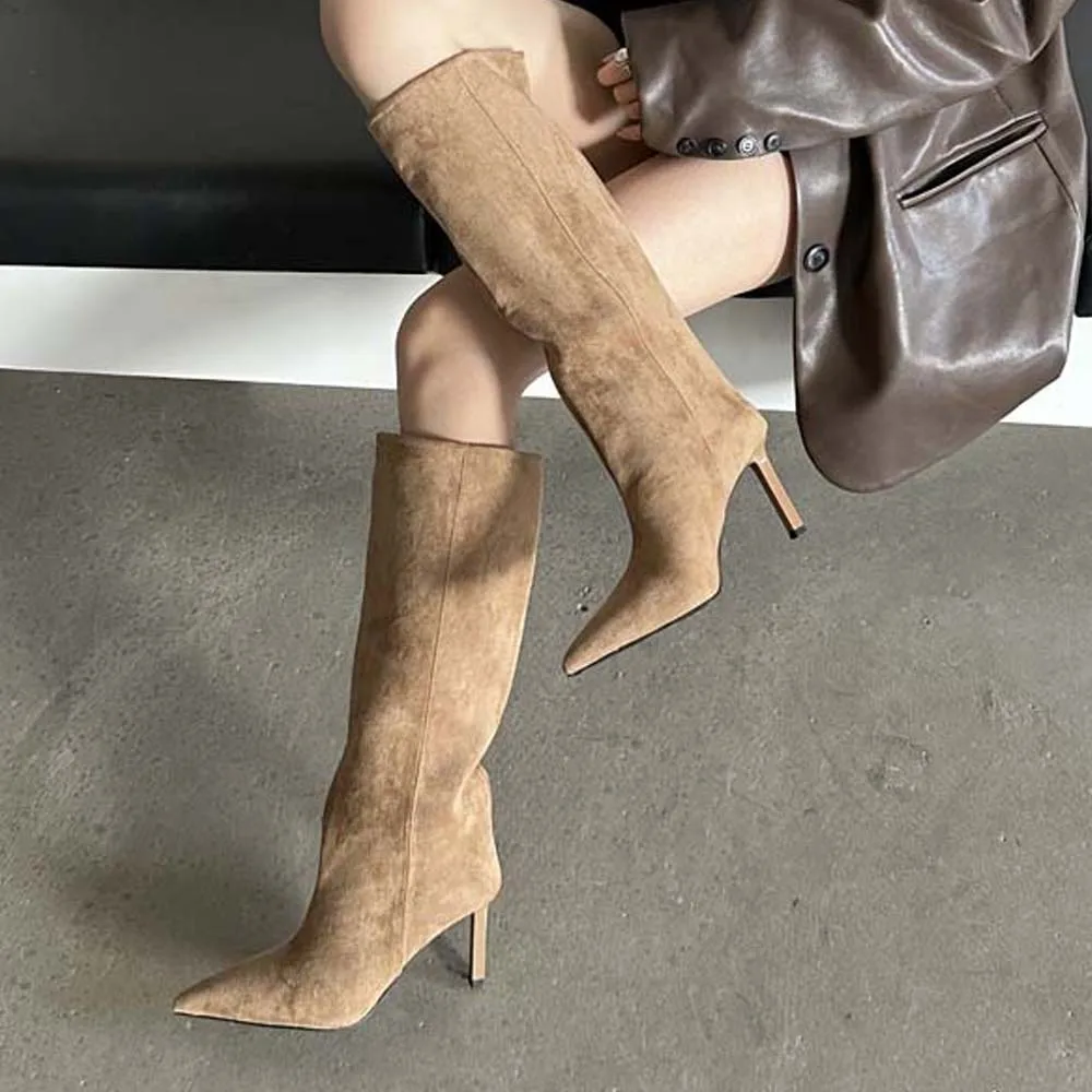 Sharp Pointed Women's Knee High Boots Designer Party Outfit Street Boots Thin High Heels Sharp Pointed Women's Knee High Boots Designer Party Outfit Street Boots Thin High Heels
