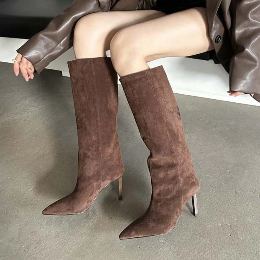 Sharp Pointed Women's Knee High Boots Designer Party Outfit Street Boots Thin High Heels Sharp Pointed Women's Knee High Boots Designer Party Outfit Street Boots Thin High Heels