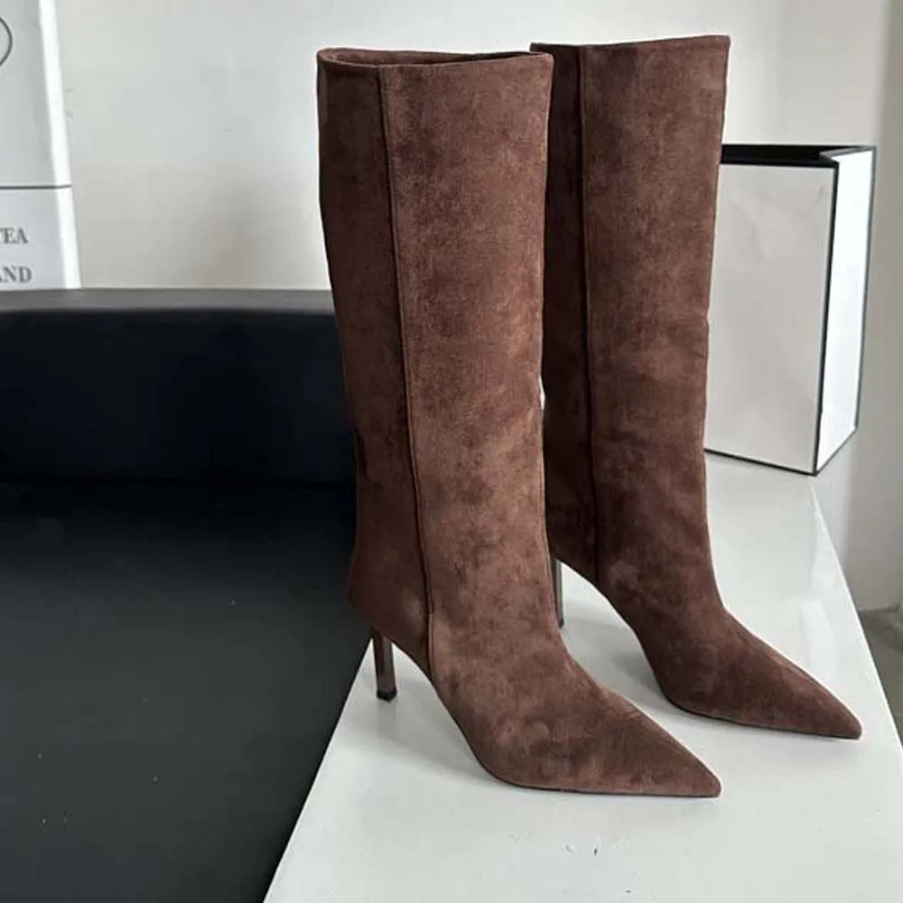 Sharp Pointed Women's Knee High Boots Designer Party Outfit Street Boots Thin High Heels Sharp Pointed Women's Knee High Boots Designer Party Outfit Street Boots Thin High Heels