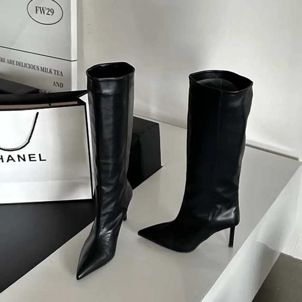 Sharp Pointed Women's Knee High Boots Designer Party Outfit Street Boots Thin High Heels Sharp Pointed Women's Knee High Boots Designer Party Outfit Street Boots Thin High Heels