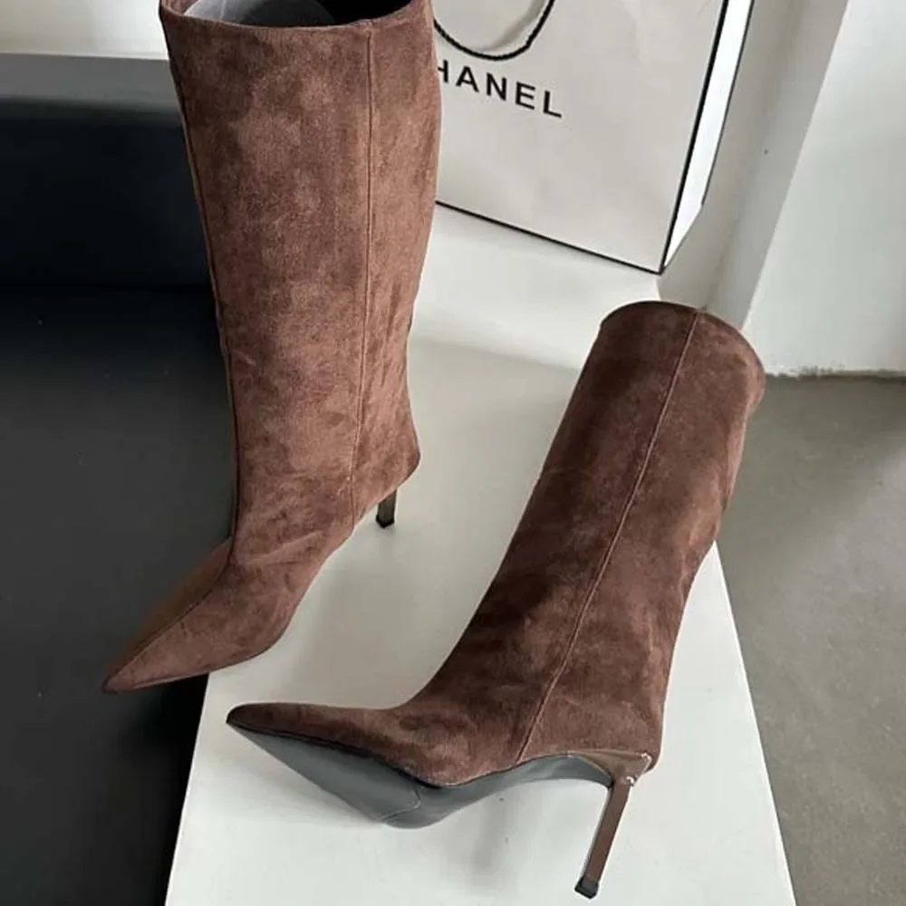 Sharp Pointed Women's Knee High Boots Designer Party Outfit Street Boots Thin High Heels Sharp Pointed Women's Knee High Boots Designer Party Outfit Street Boots Thin High Heels