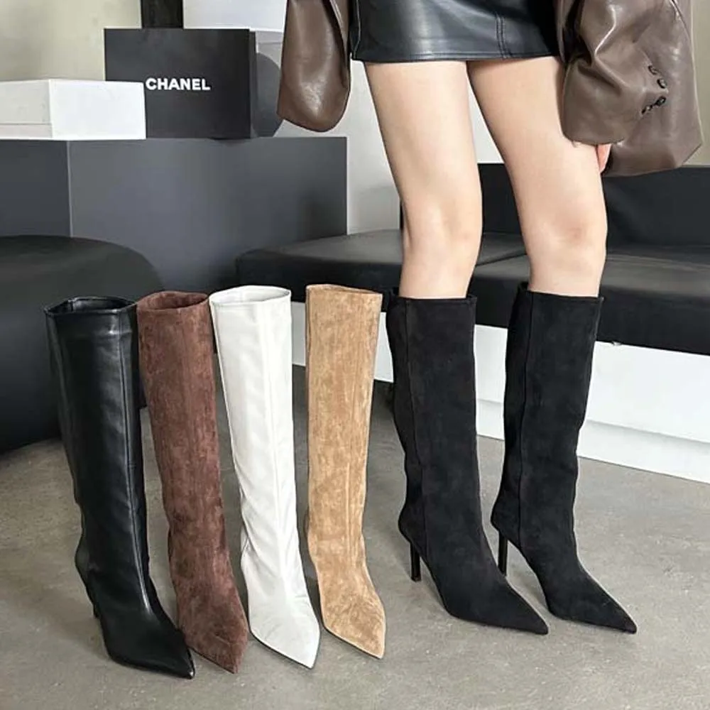 Sharp Pointed Women's Knee High Boots Designer Party Outfit Street Boots Thin High Heels Sharp Pointed Women's Knee High Boots Designer Party Outfit Street Boots Thin High Heels