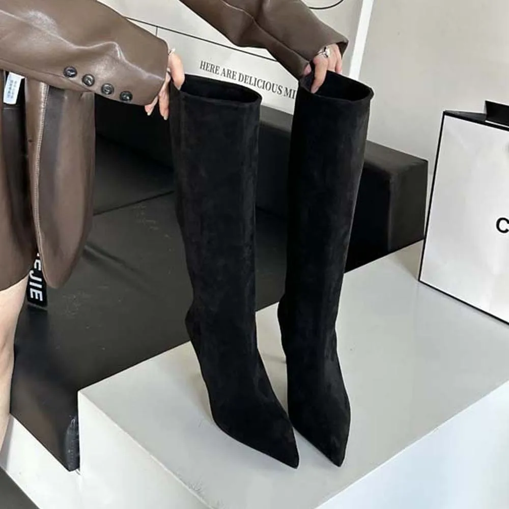 Sharp Pointed Women's Knee High Boots Designer Party Outfit Street Boots Thin High Heels Sharp Pointed Women's Knee High Boots Designer Party Outfit Street Boots Thin High Heels