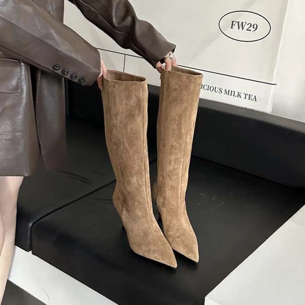 Sharp Pointed Women's Knee High Boots Designer Party Outfit Street Boots Thin High Heels Sharp Pointed Women's Knee High Boots Designer Party Outfit Street Boots Thin High Heels