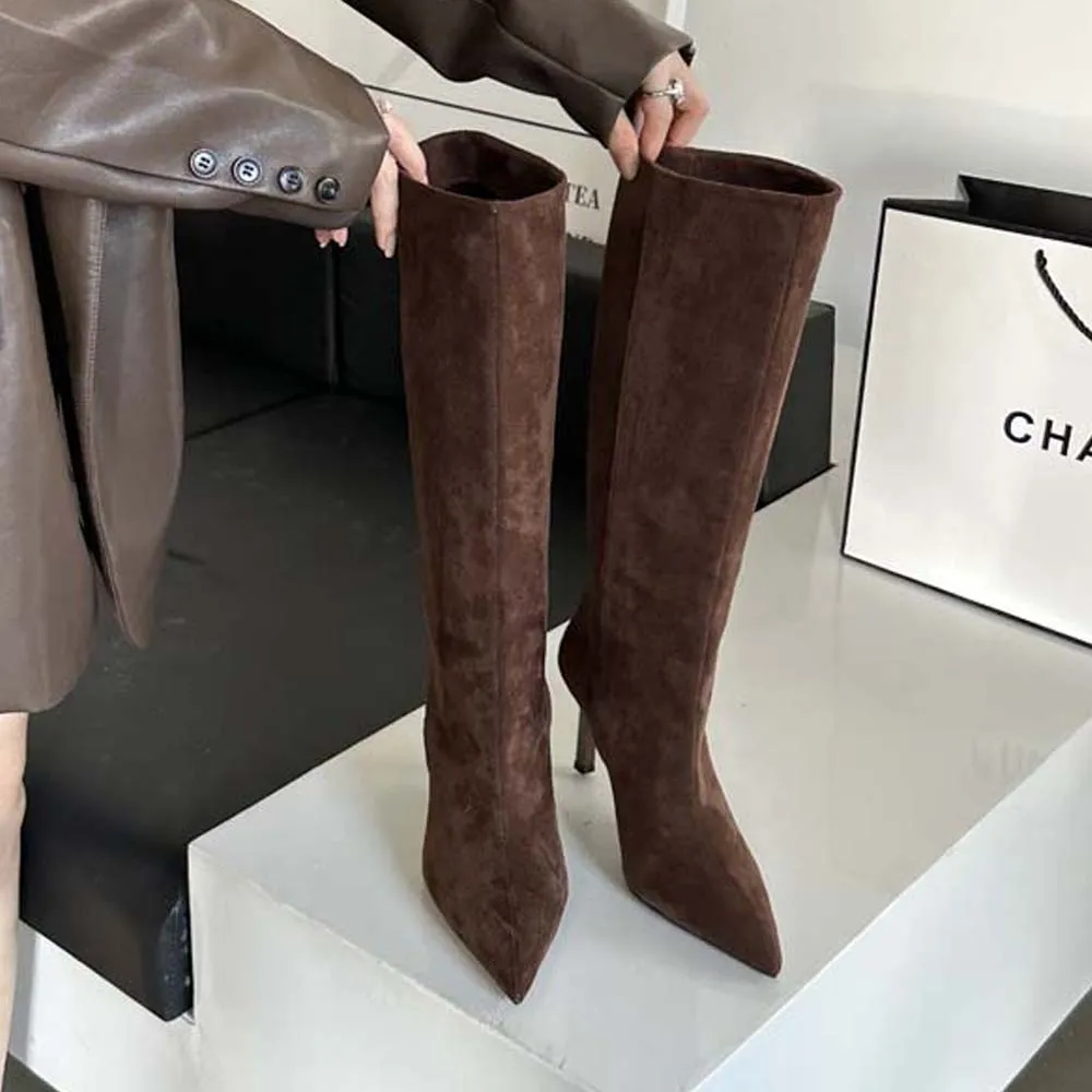 Sharp Pointed Women's Knee High Boots Designer Party Outfit Street Boots Thin High Heels Sharp Pointed Women's Knee High Boots Designer Party Outfit Street Boots Thin High Heels