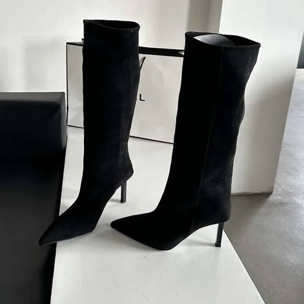 Sharp Pointed Women's Knee High Boots Designer Party Outfit Street Boots Thin High Heels Sharp Pointed Women's Knee High Boots Designer Party Outfit Street Boots Thin High Heels