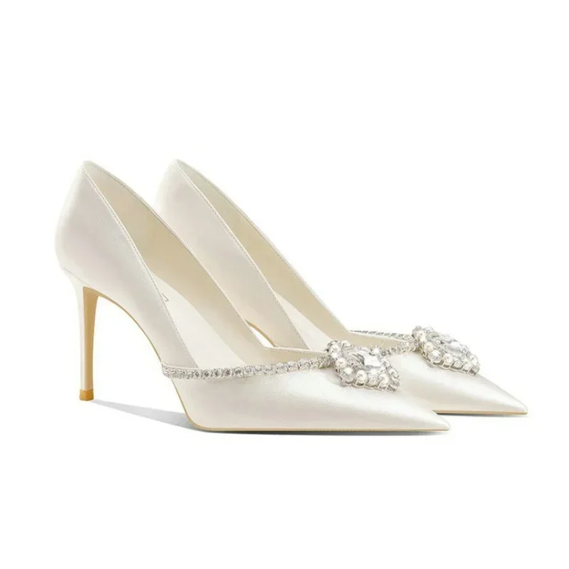 Elegant Wedding Shoes Bridal Shoes White Rhinestone High Heels Bridesmaid Pumps Elegant Wedding Shoes Bridal Shoes White Rhinestone High Heels Bridesmaid Pumps