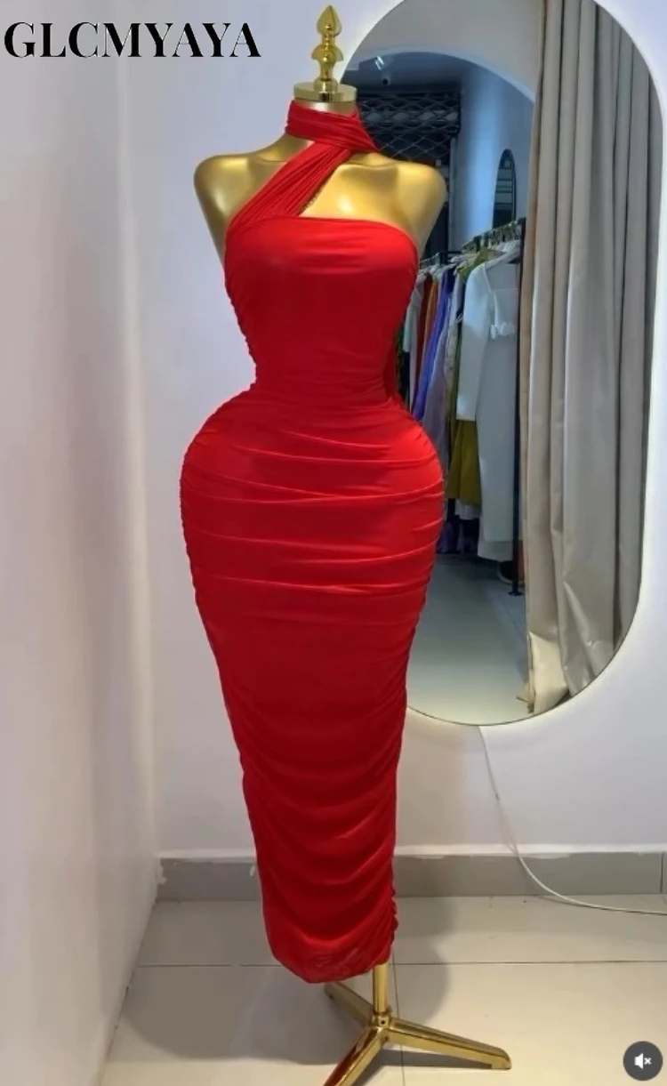 CM.YAYA Women Sleeveless Stacked Ruched Scarf Collar Bodycon Midi Maxi Dress 2026 Street Parties Education Long Dresses Vestidos CM.YAYA Women Sleeveless Stacked Ruched Scarf Collar Bodycon Midi Maxi Dress 2026 Street Parties Education Long Dresses Vestidos