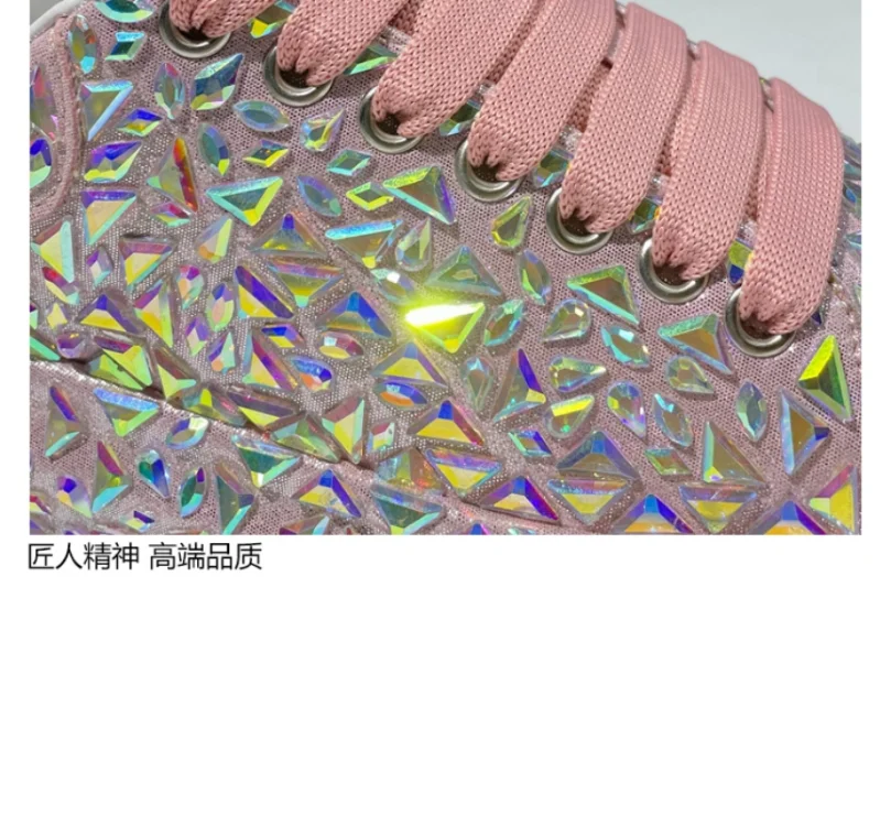 Leather Women Shoes Autumn Spring  New Style Fashion Platform Shoes Ins Platforms Sneakers Tide Shine Bling Rhinestone Shoes