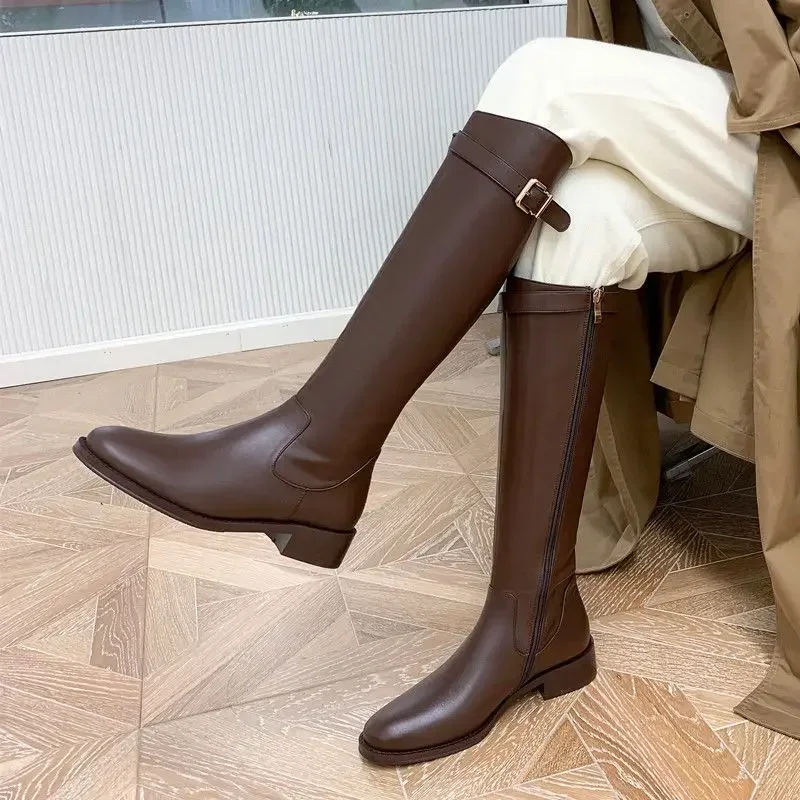 Black Elegant with Low Heels Shoes for Woman Long Brown Women’s Boots Winter Knee High Shaft Stylish Lastest Price Goth Black Elegant with Low Heels Shoes for Woman Long Brown Women's Boots Winter Knee High Shaft Stylish Lastest Price Goth