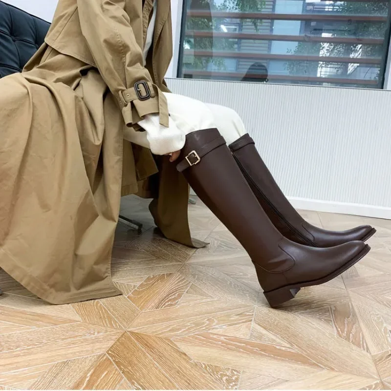 Black Elegant with Low Heels Shoes for Woman Long Brown Women’s Boots Winter Knee High Shaft Stylish Lastest Price Goth Black Elegant with Low Heels Shoes for Woman Long Brown Women's Boots Winter Knee High Shaft Stylish Lastest Price Goth