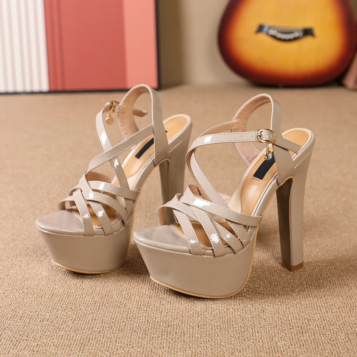 NEW 14CM Platform High Heels Sandals Sexy Ankle Strap Open Toe Gladiator Party Dress Women Shoes Plus Size 44 NEW 14CM Platform High Heels Sandals Sexy Ankle Strap Open Toe Gladiator Party Dress Women Shoes Plus Size 44