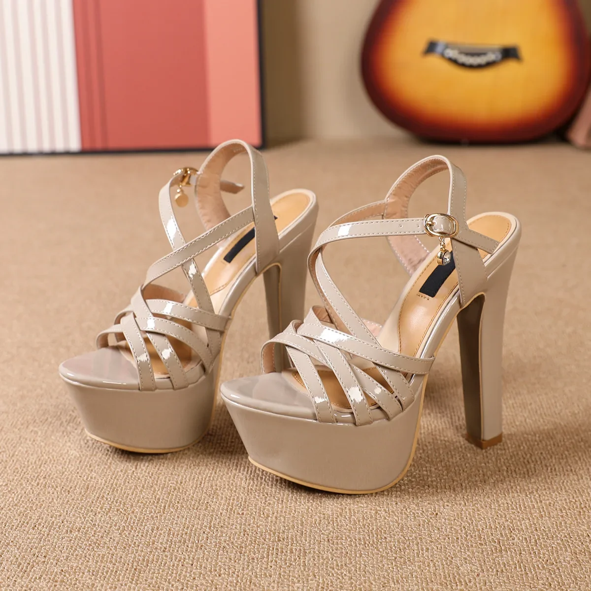 NEW 14CM Platform High Heels Sandals Sexy Ankle Strap Open Toe Gladiator Party Dress Women Shoes Plus Size 44 NEW 14CM Platform High Heels Sandals Sexy Ankle Strap Open Toe Gladiator Party Dress Women Shoes Plus Size 44