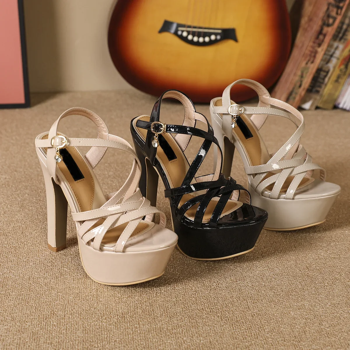 NEW 14CM Platform High Heels Sandals Sexy Ankle Strap Open Toe Gladiator Party Dress Women Shoes Plus Size 44 NEW 14CM Platform High Heels Sandals Sexy Ankle Strap Open Toe Gladiator Party Dress Women Shoes Plus Size 44