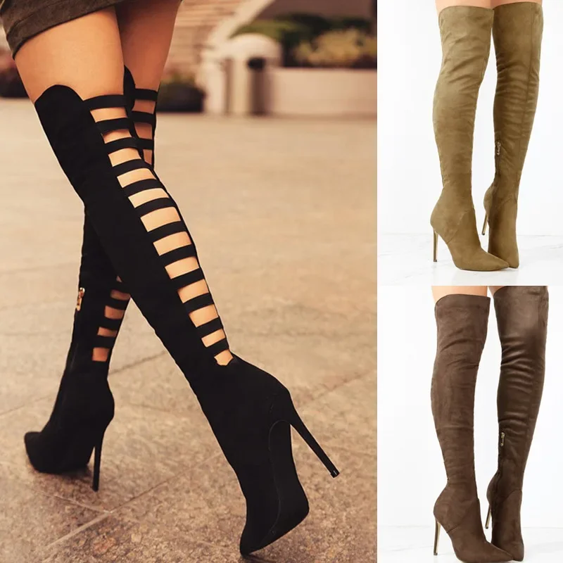 Sexy Black Women's Long Boots Women Autumn Heels Shoes Over The Knee Thigh High Heel Boots Female Woman Summer Stretch Boot 10cm Sexy Black Women's Long Boots Women Autumn Heels Shoes Over The Knee Thigh High Heel Boots Female Woman Summer Stretch Boot 10cm