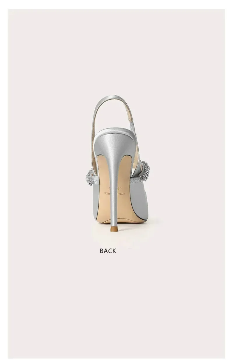 Size 34 45 Women's Diamond Bao Head Sandals New Thin Heel Pointed Sheepskin Leather High Heels Women's Wedding Shoes