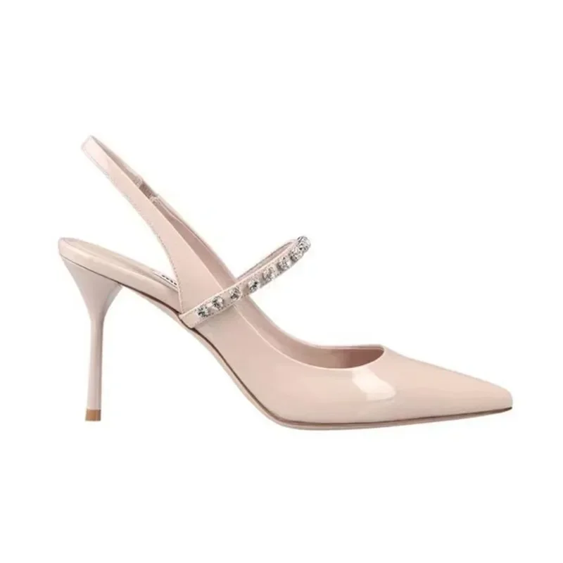 Size 34 45 Women’s Diamond Bao Head Sandals New Thin Heel Pointed Sheepskin Leather High Heels Women’s Wedding Shoes Size 34 45 Women's Diamond Bao Head Sandals New Thin Heel Pointed Sheepskin Leather High Heels Women's Wedding Shoes