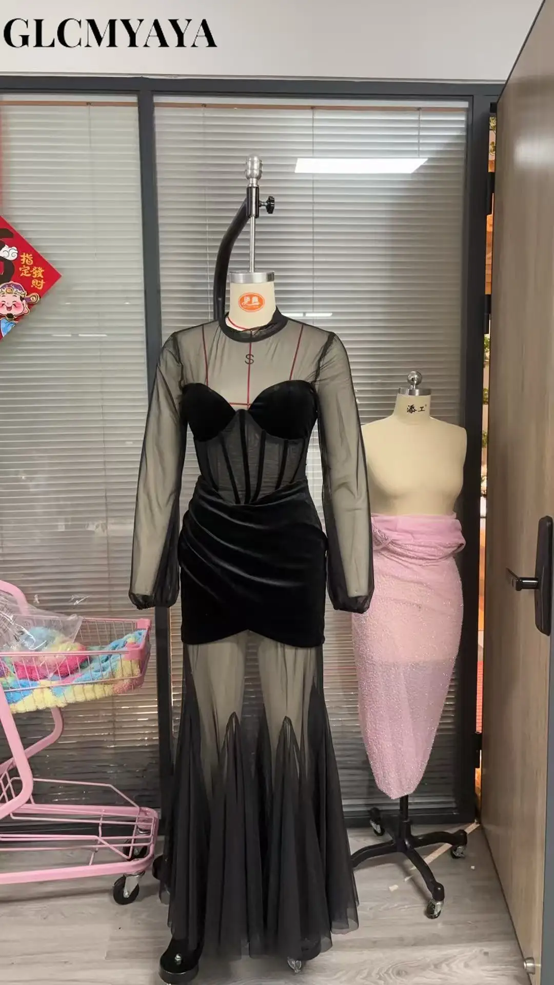 GLCMYAYA Mesh See Through Women Full Sleeve Velvet Bodycon Long Dress 2025 Fall Birthday Party Evening Prom Maxi Mermaid Dresses GLCMYAYA Mesh See Through Women Full Sleeve Velvet Bodycon Long Dress 2025 Fall Birthday Party Evening Prom Maxi Mermaid Dresses