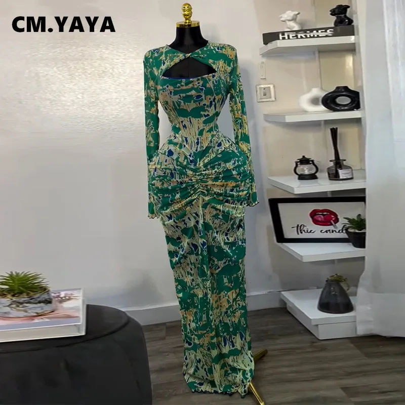 CM.YAYA Women Draped V-neck Cutout Front Ruched Stacked Bodycon Midi Long Maxi Dress 2025 Night Club Party Vestidos Sexy Dresses CM.YAYA Women Draped V-neck Cutout Front Ruched Stacked Bodycon Midi Long Maxi Dress 2025 Night Club Party Vestidos Sexy Dresses
