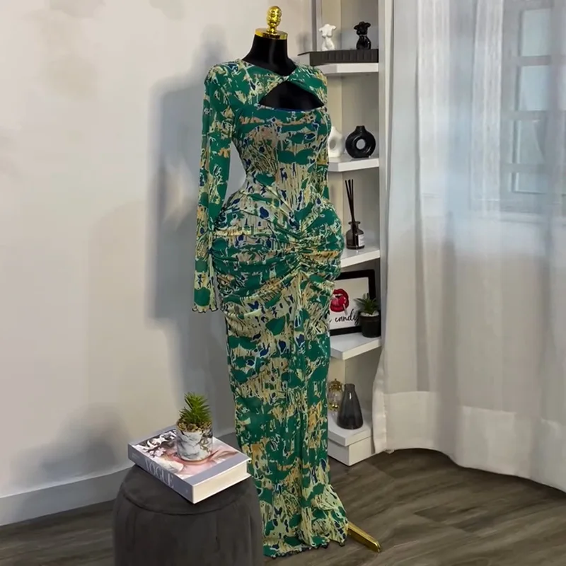 CM.YAYA Women Draped V-neck Cutout Front Ruched Stacked Bodycon Midi Long Maxi Dress 2025 Night Club Party Vestidos Sexy Dresses CM.YAYA Women Draped V-neck Cutout Front Ruched Stacked Bodycon Midi Long Maxi Dress 2025 Night Club Party Vestidos Sexy Dresses